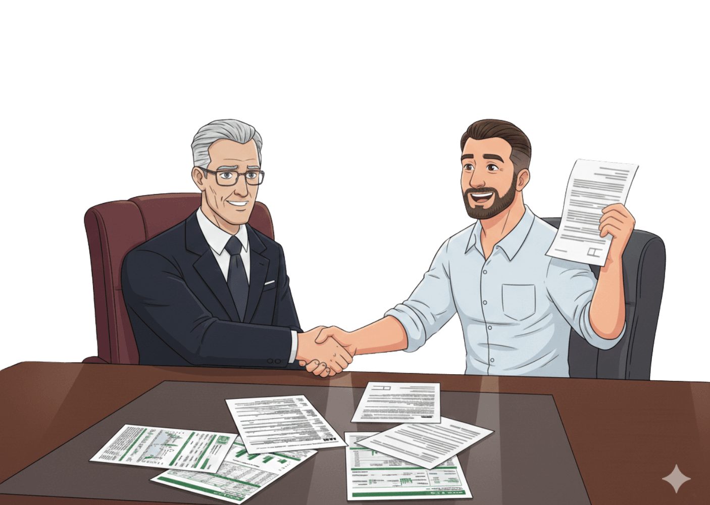 Business owner shaking hands with lender after successful loan approval